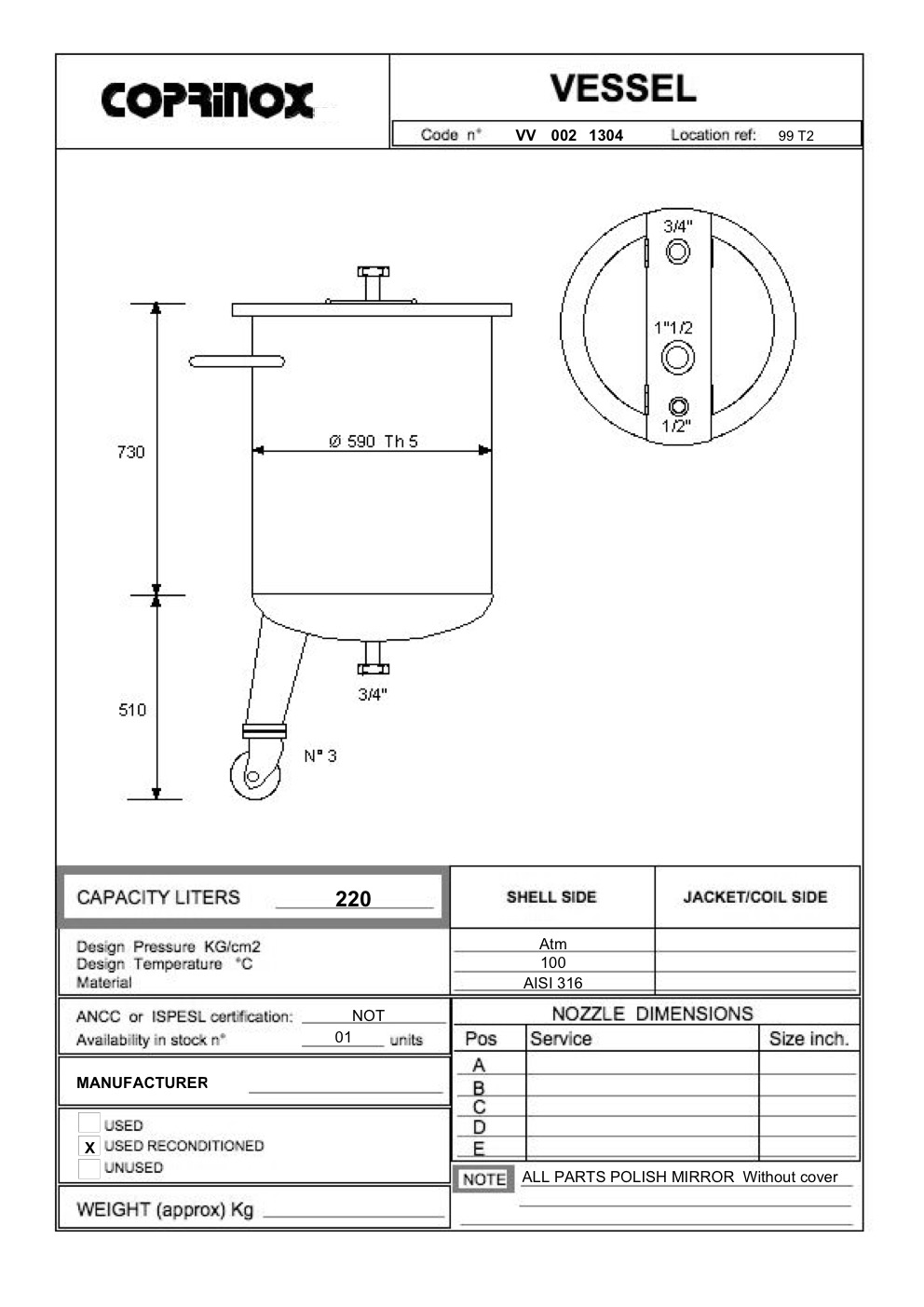 Usato Serbatoio  da 220 Litri