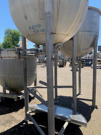 Used 500 Gallon Lee Stainless Steel Mixing Kettle Model 500 A7S