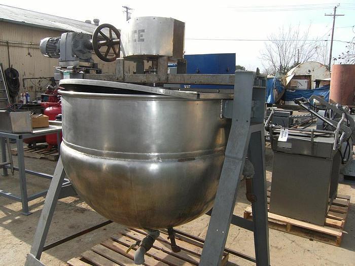 Used 200 GALLON LEE AGITATED KETTLE - S/S - 90 PSI JACKET