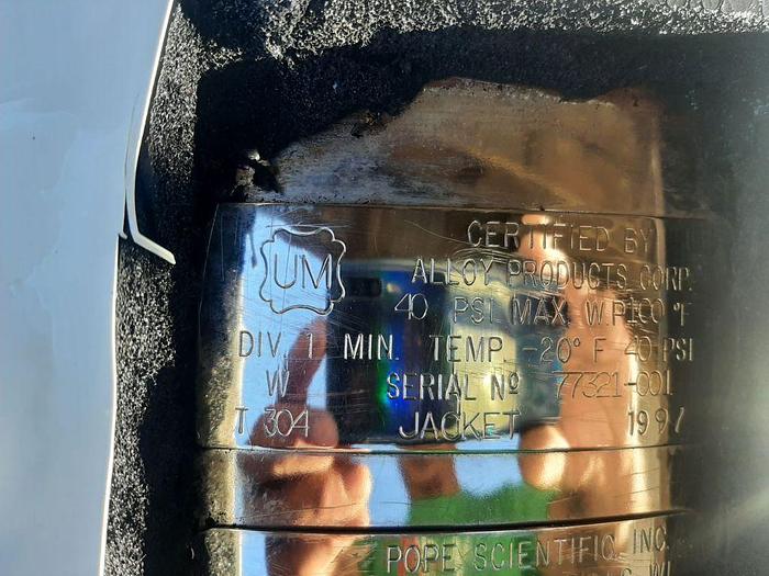 Used Tank, 20 Gallon, 316L S/st, Jkt, Insulated, Pope Scientific #S744706