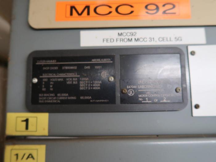 Used CUTLER HAMMER ADVANTAGE SERIES 2100 4-SECTION 12-SWITCH MCC