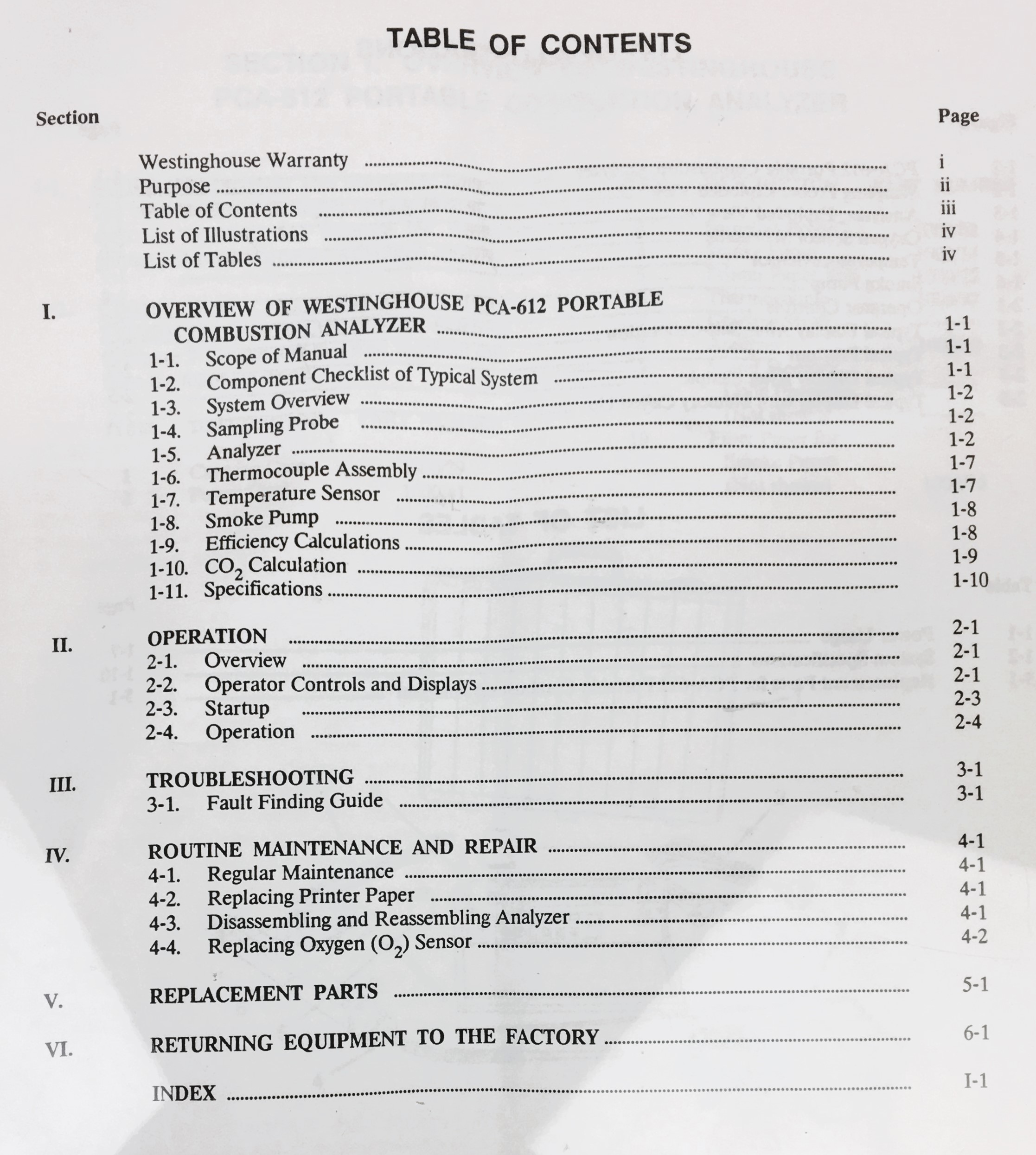 Used Westinghouse PCA-612 Portable Combustion Analyzer