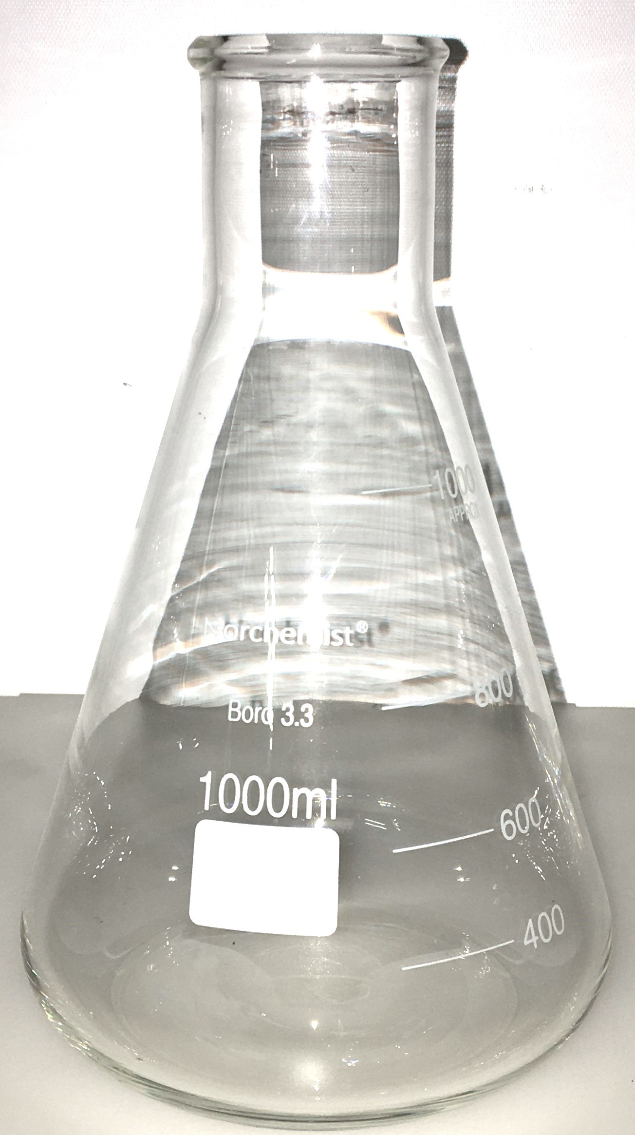 Used Kimble KIMAX 26500 (and Equivalent) Narrow Mouth Erlenmeyer Flask - 1000mL