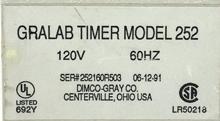 Used GraLab Model 252 15-Minute Timer