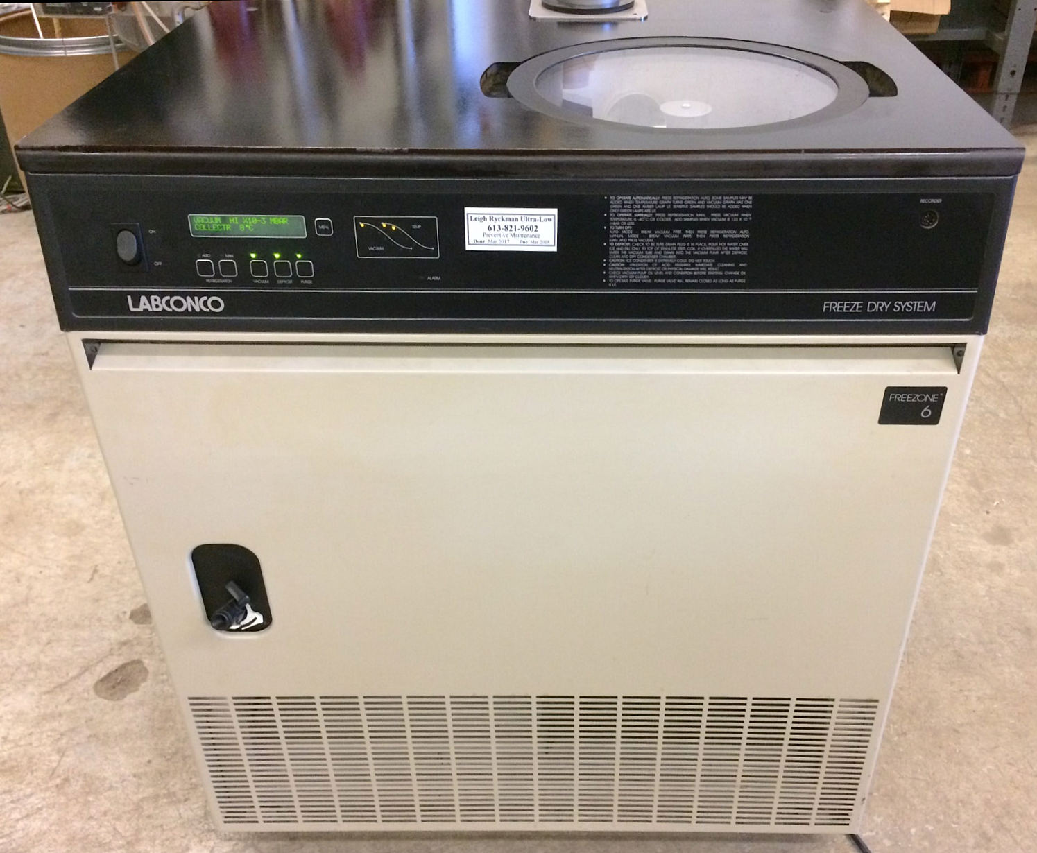 Used Labconco FreeZone 6 Floor-Model Freeze Dryer - Lyophilizer