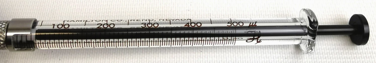Used Hamilton 81265 Gastight (#1750RNR) 500μL Injection Syringe