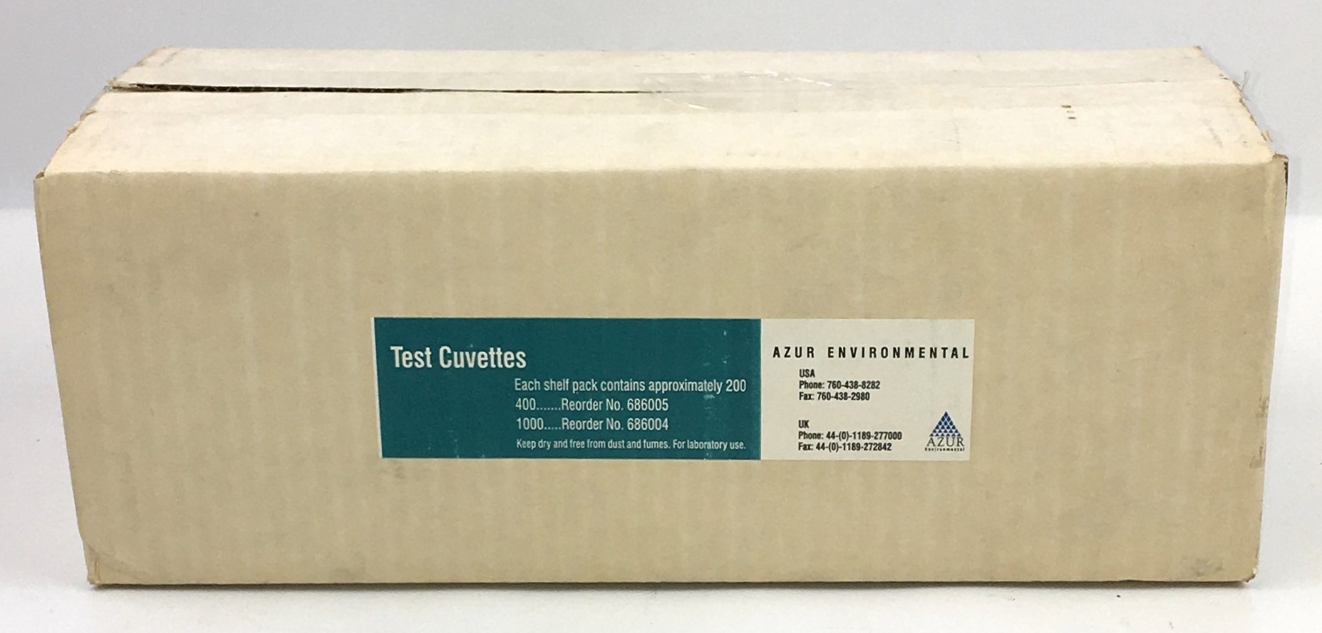 New Open Box Azur Environmental 686005 Test Cuvettes - 12 x 50mm (Pack of 400)