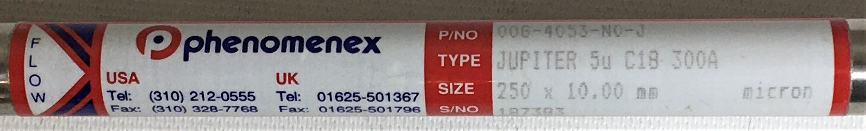 New Open Box Phenomenex Jupiter C18 (00G-4053-N0-J) LC Column (25 cm × 4.6 mm x 5µm)