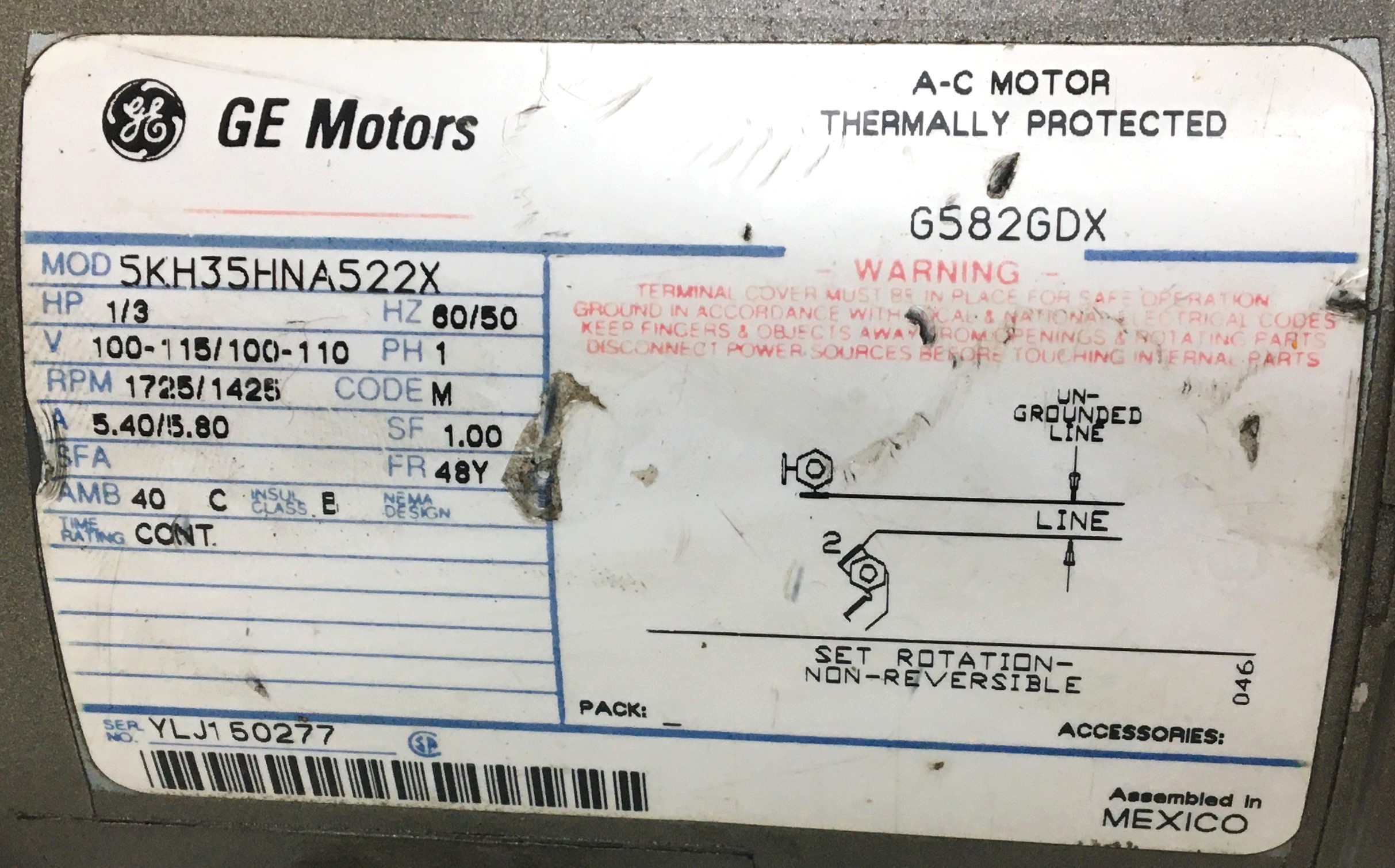 Used Gast 0523-101Q-G582DX Oil-Free Rotary Vacuum Pump - 5cfm