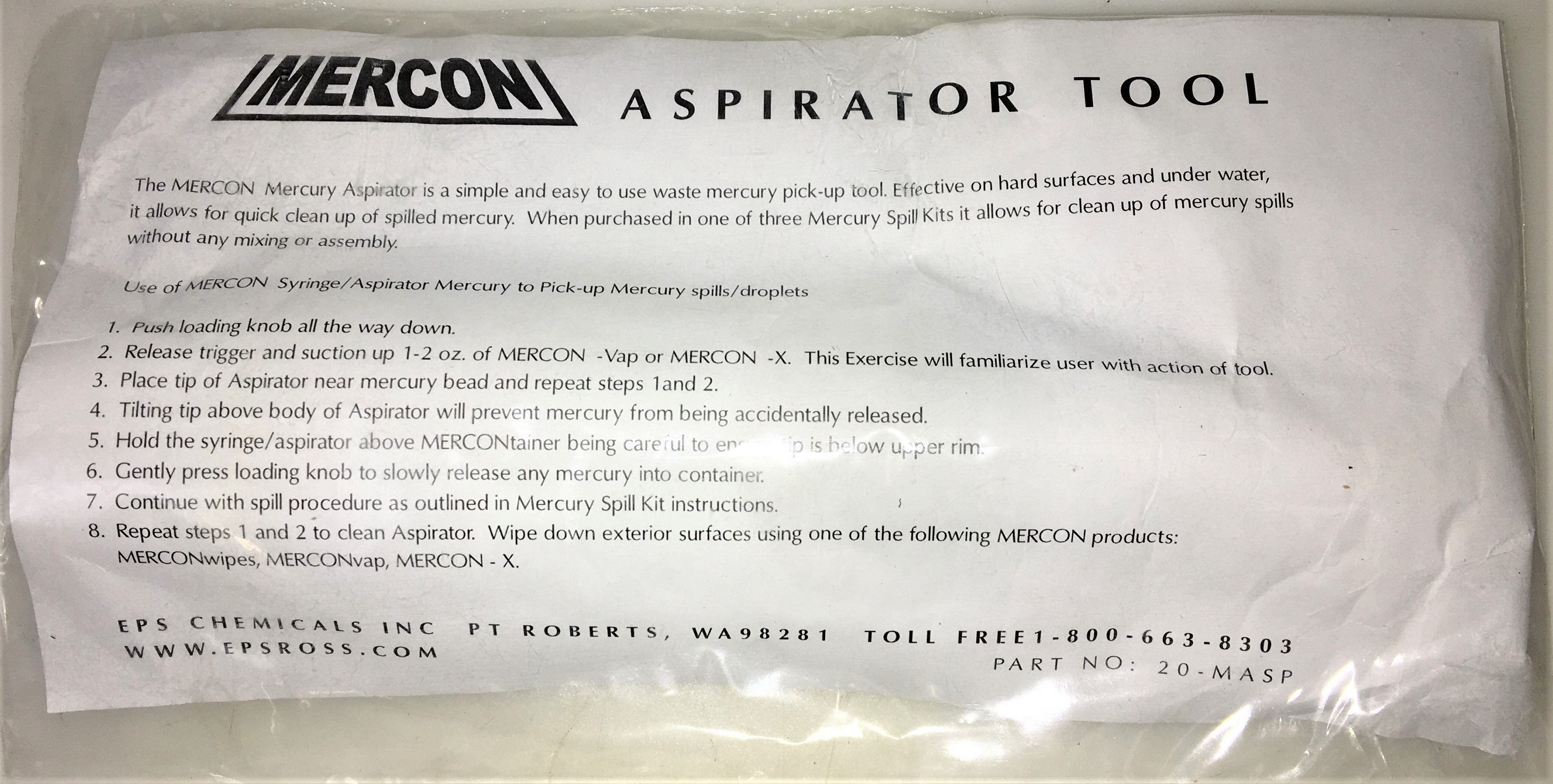 Used Mercon Mercury Spill Kit 