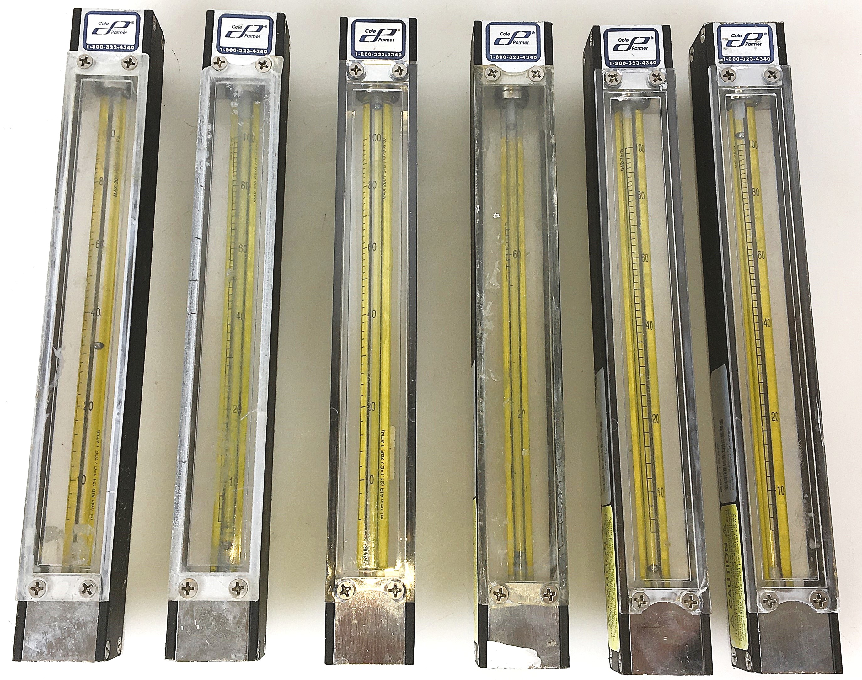 Used Cole-Parmer PMR1-010708 Variable Area Flow Meter (100mL/min)