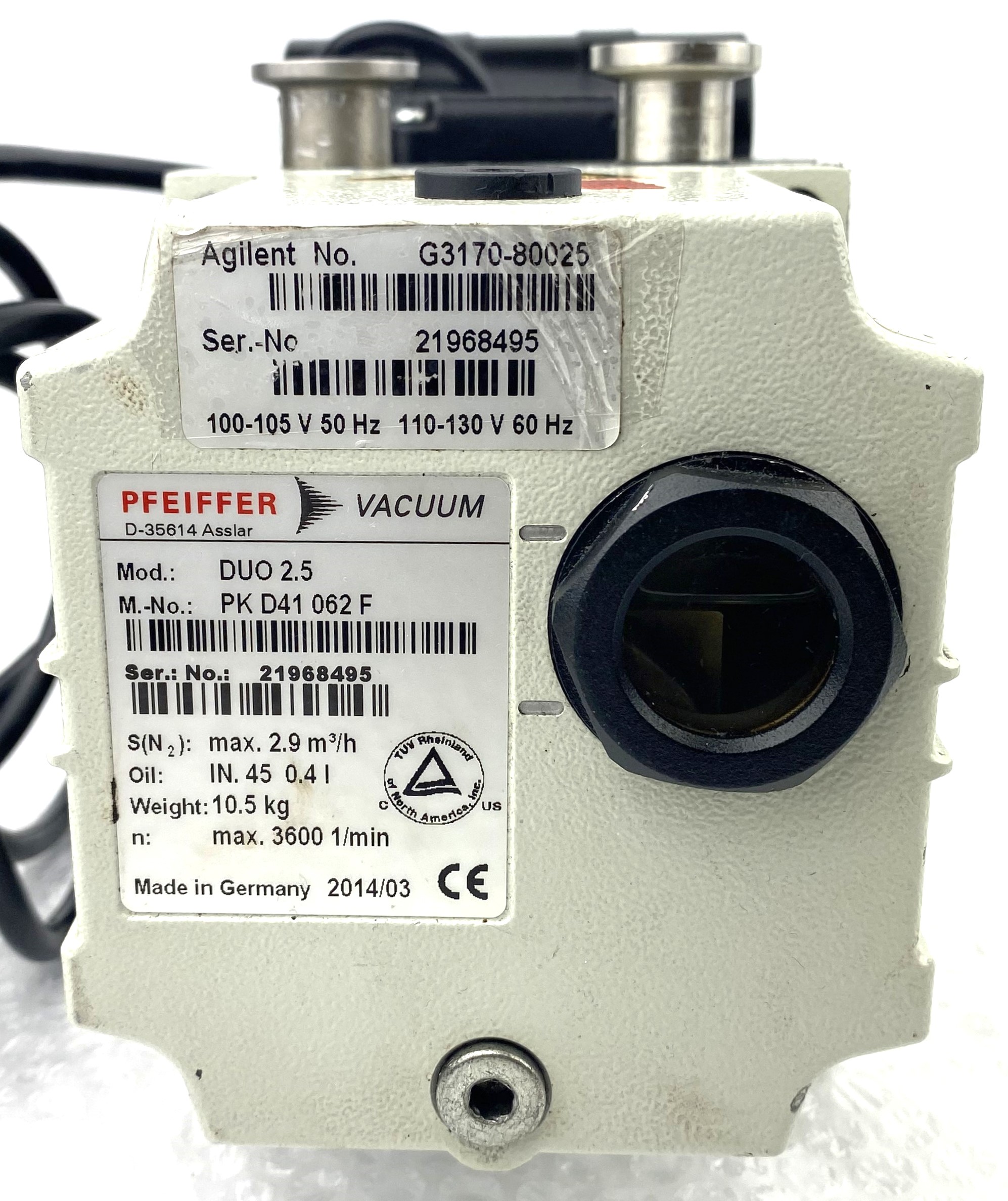 Used Pfeiffer DUO 2.5 (G3170-80025) Rotary Vacuum Pump (2.5cfm)
