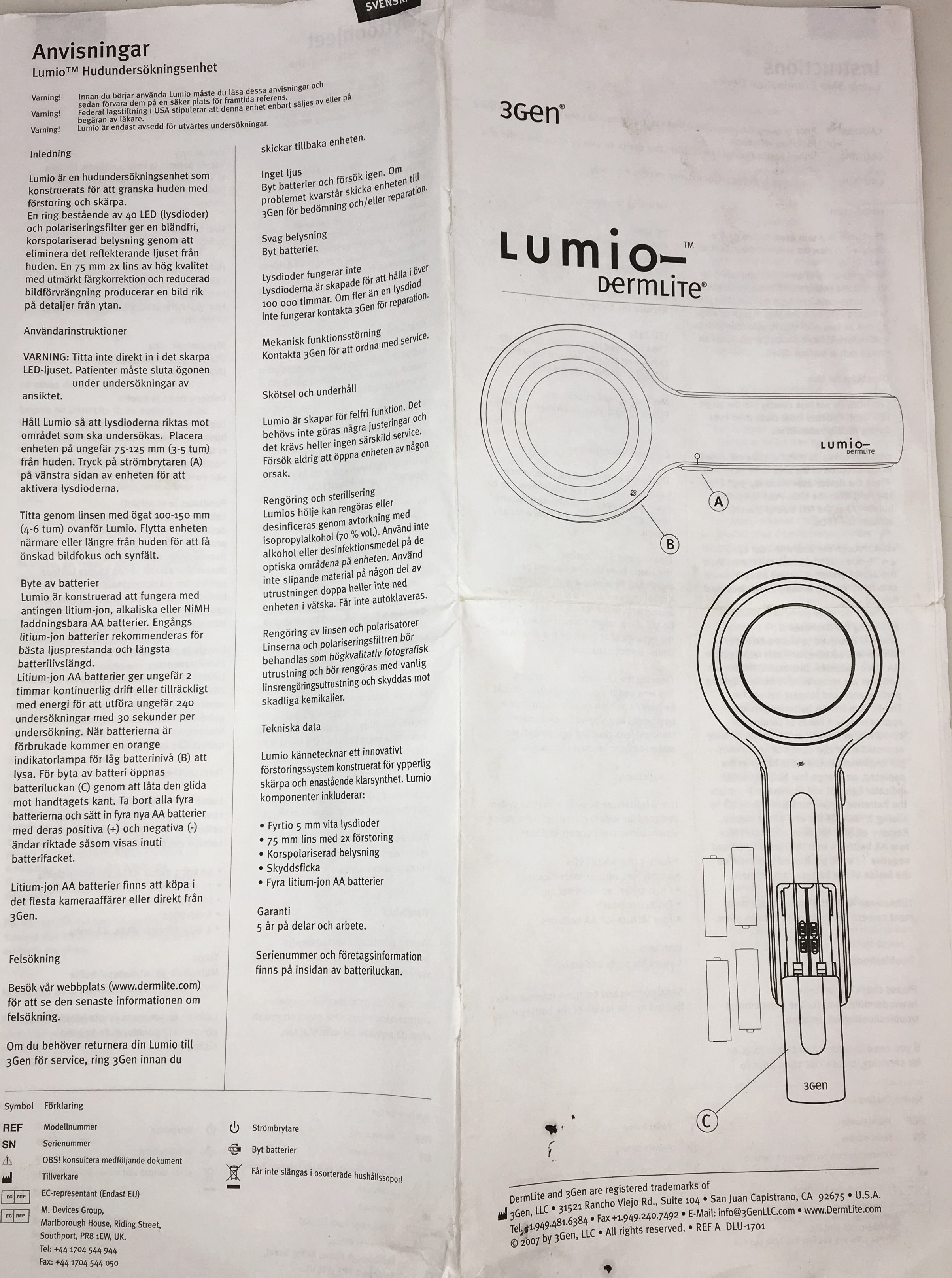 New Open Box 3Gen Lumio DermLite Magnifying Examination Lamp