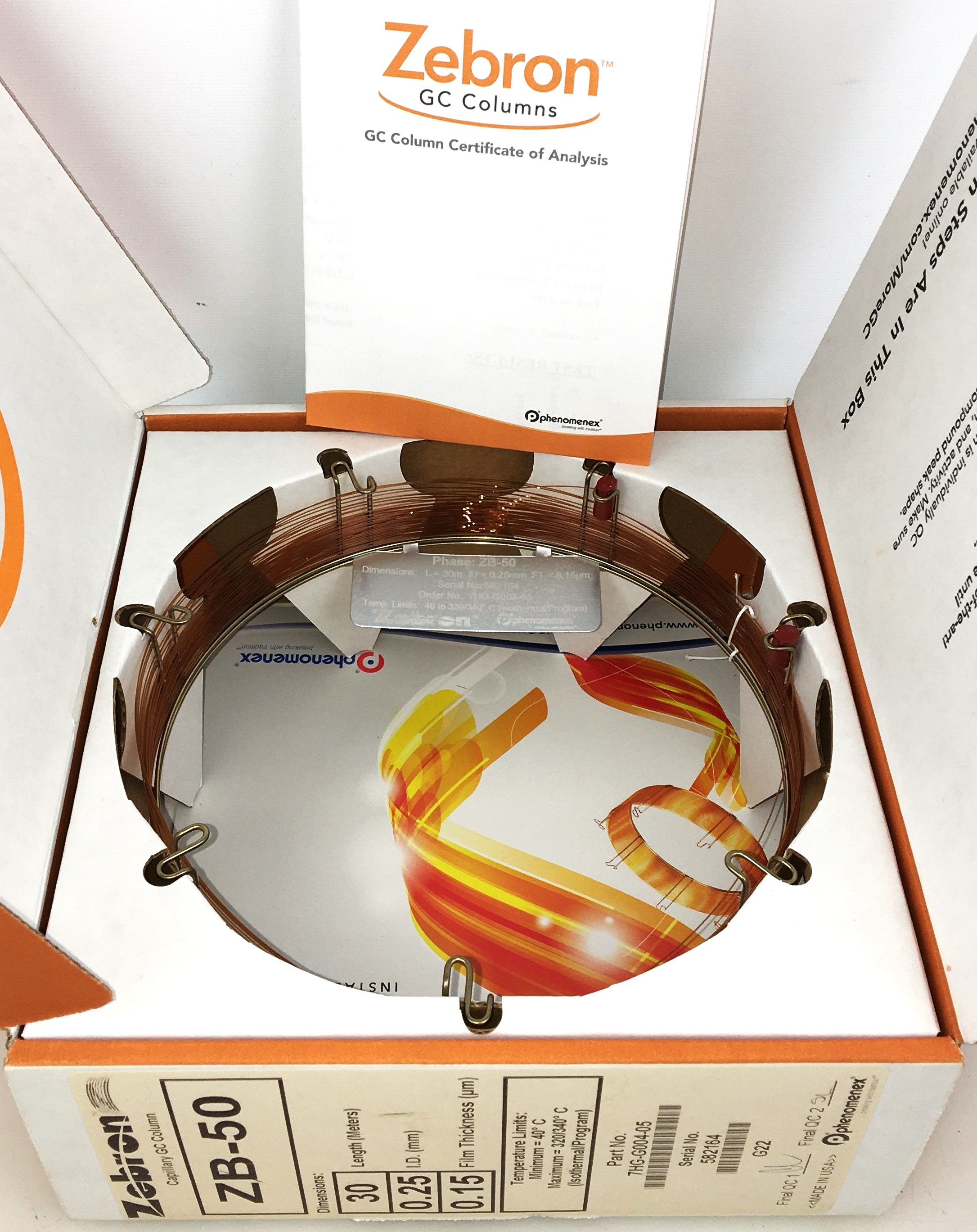 New Open Box Zebron ZB-50 (7HG-G004-05) Capillary Column (30M x 0.25mm x 0.15 µm)
