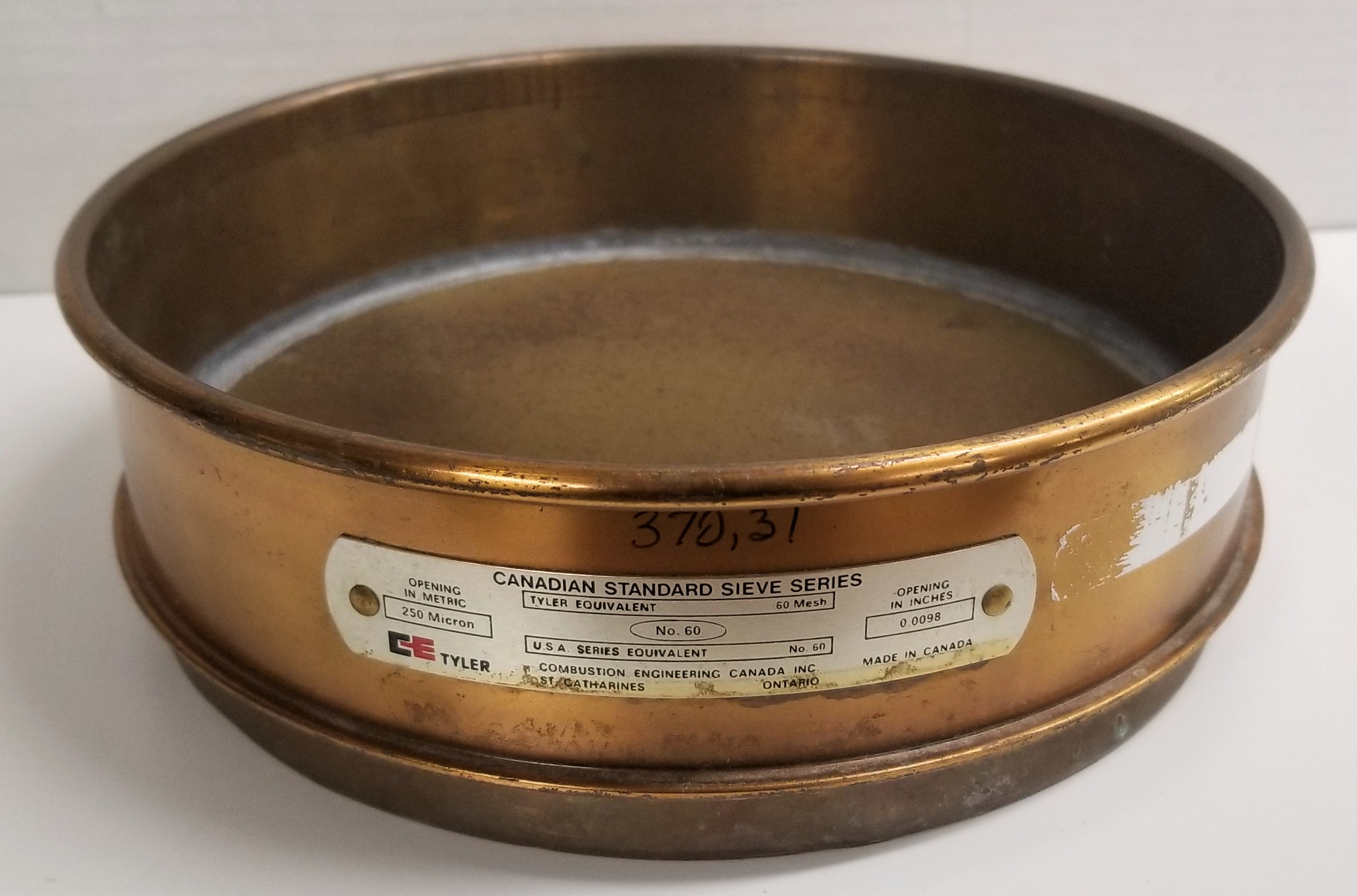 Used Tyler (and Equivalent) #60 All Brass 8" Sieve (250μm)