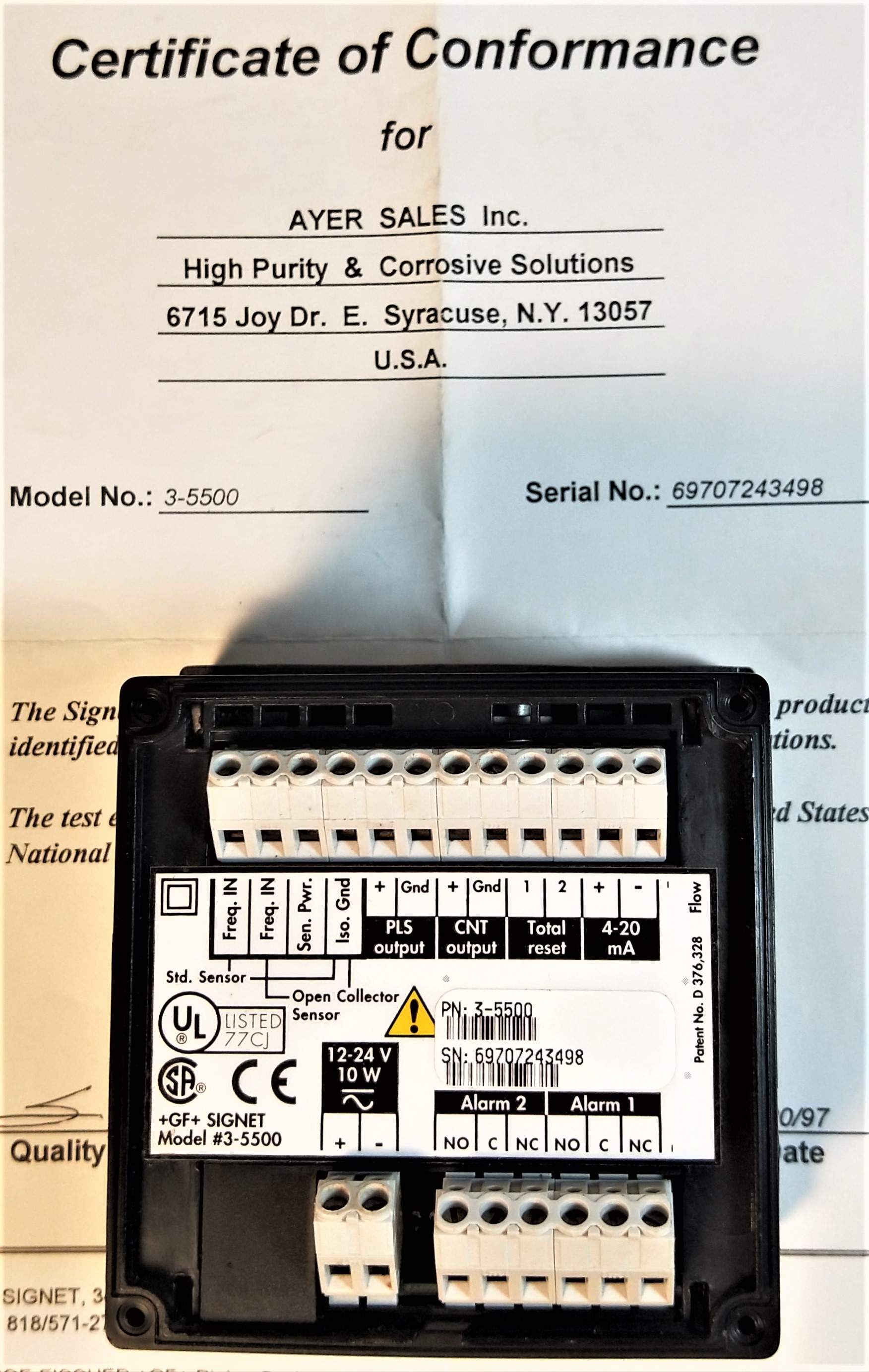 New Open Box GF Signet 3-5500 Flow Monitor with Certificate