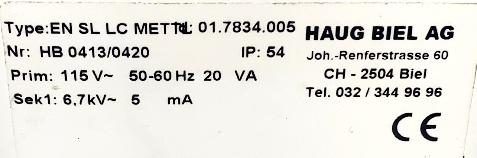 Used Mettler Toledo/Haug PRX U Deionizing Electrode with EN SL Power Supply