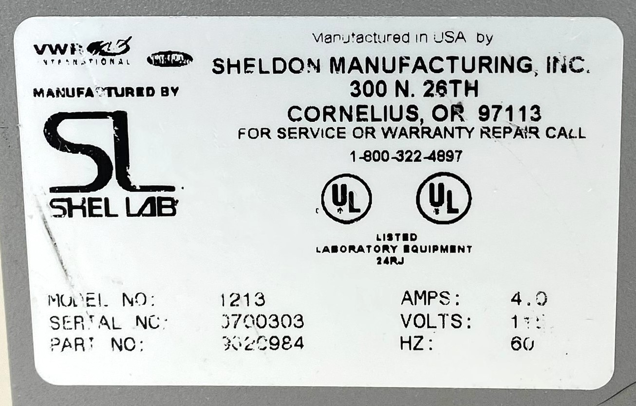 Used VWR (Shel-Lab) 1213 Water Bath (18.5L)