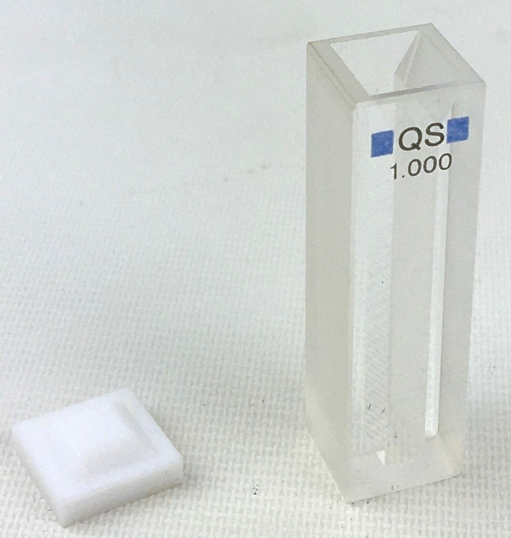 New Open Box Hellma 104-QS Quartz Semi-Micro Absorption Cuvette with Stopper - 10mm (Pack of 2)
