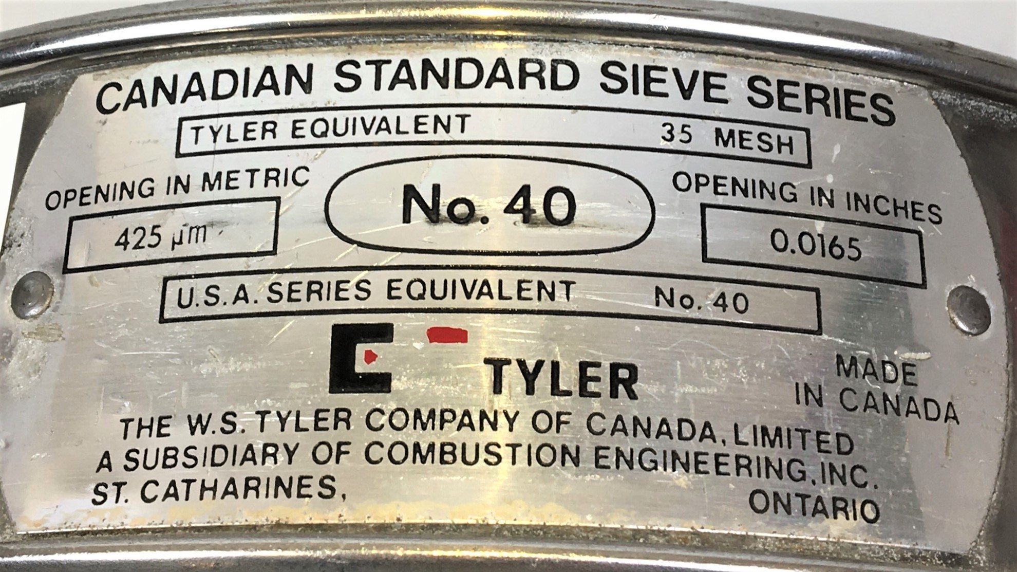 Used Tyler #40 Stainless Steel 8" Sieve (425μm)