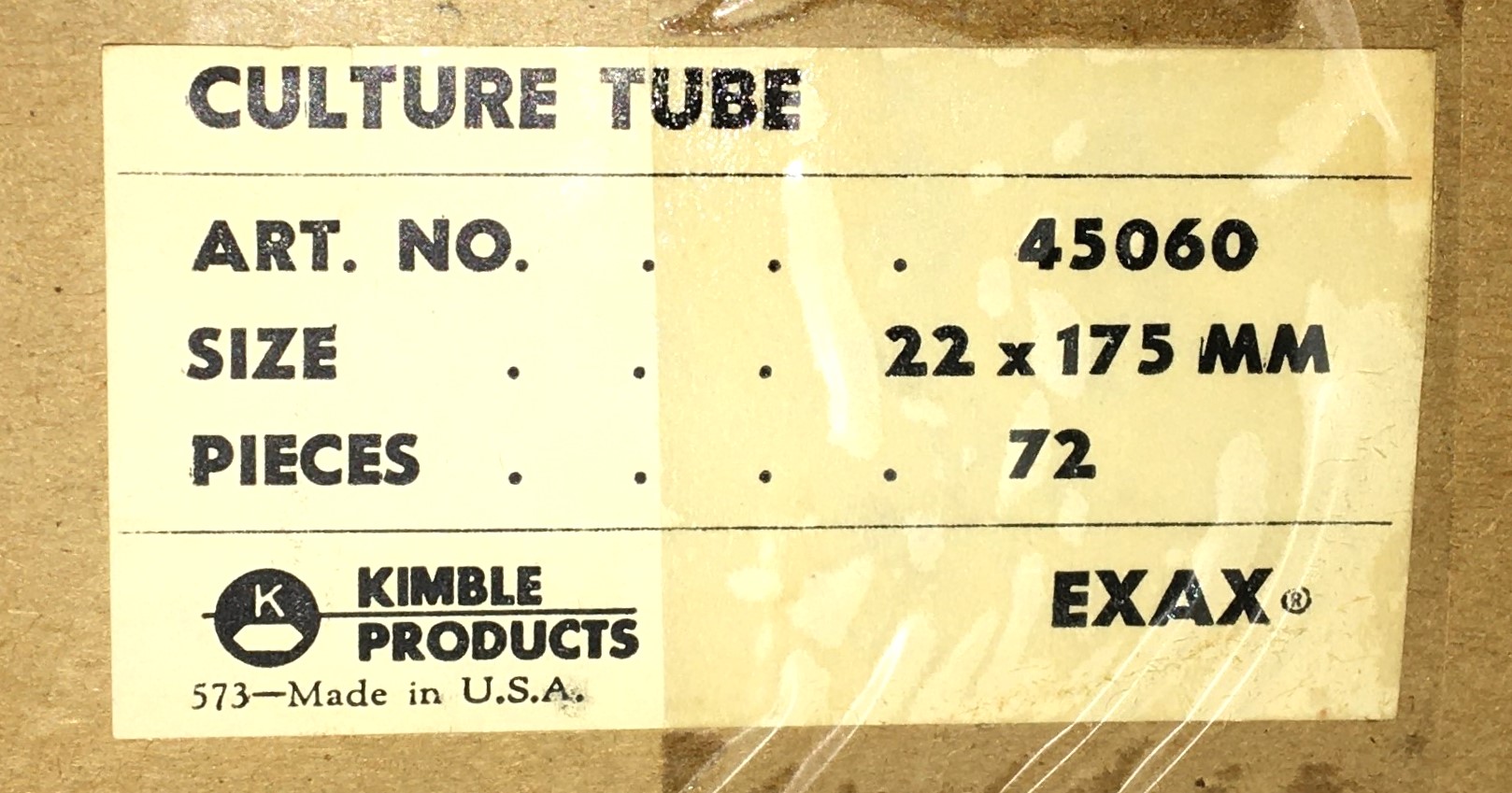New Open Box Kimble 45060 EXAX Culture Tubes - 22 x 175mm (Box of 56)