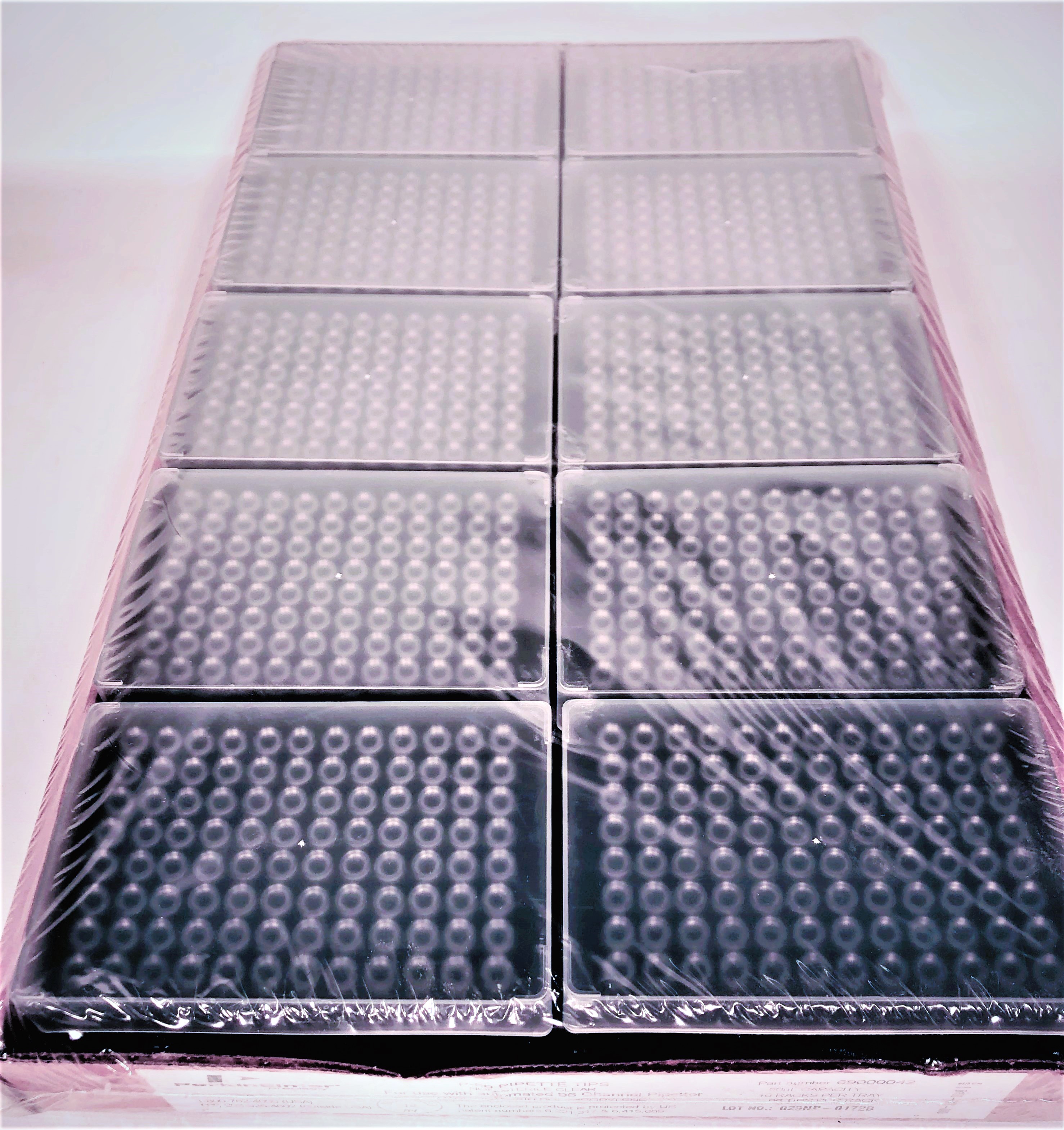 New Open Box Perkin Elmer P50 Disposable CLEAR Robotic Tips - 0.5 µL to 50 µL (Box of 10 Trays)
