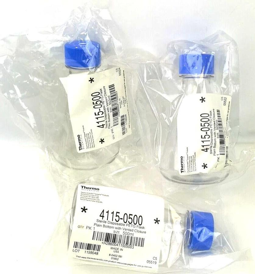 New Open Box Nalgene 4115-0500 Single-Use 500mL PETG Erlenmeyer Flasks (Case of 12)