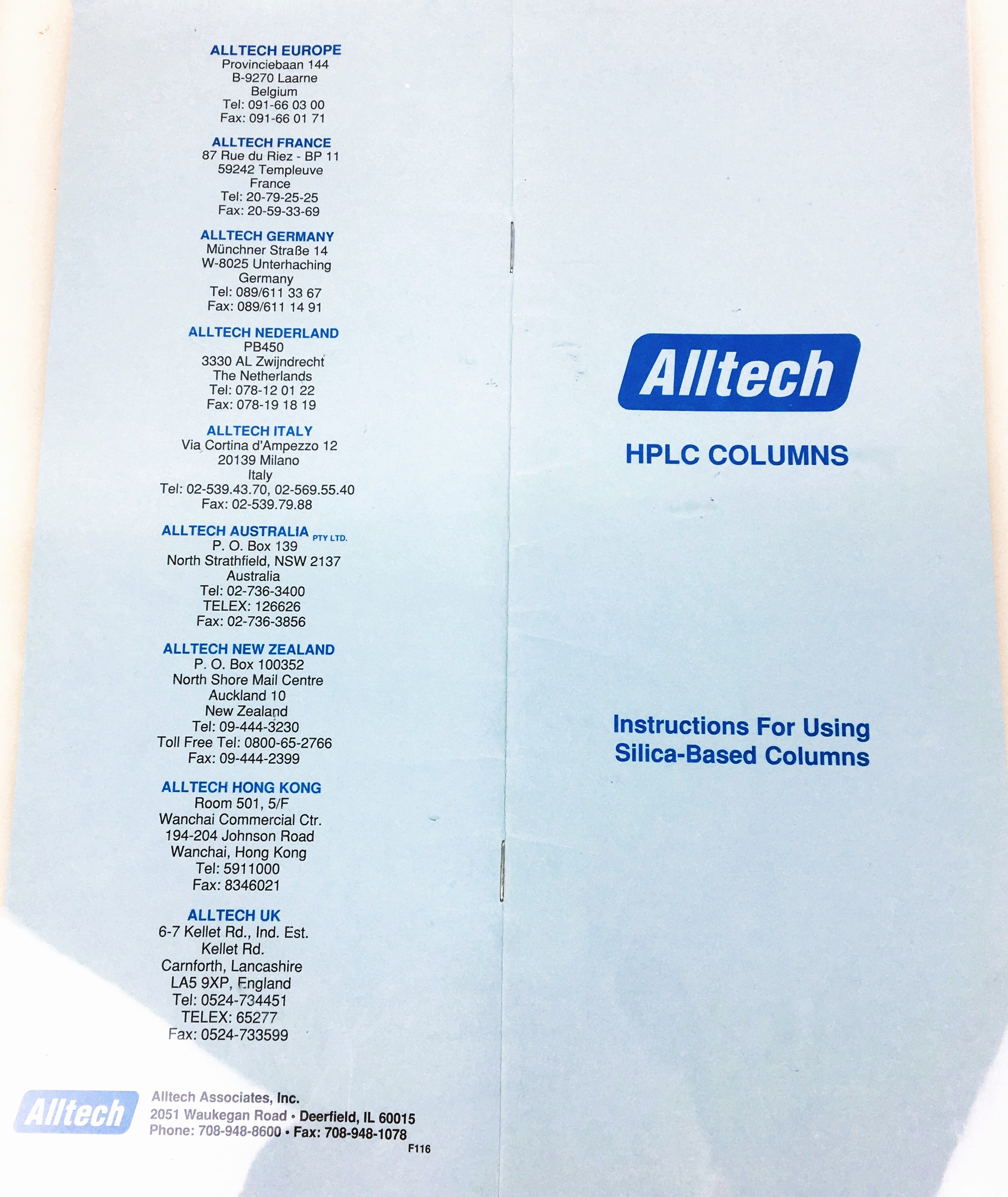 Used Alltech Econosil C18 LC Column (25 cm × 4.6 mm x 10µm)