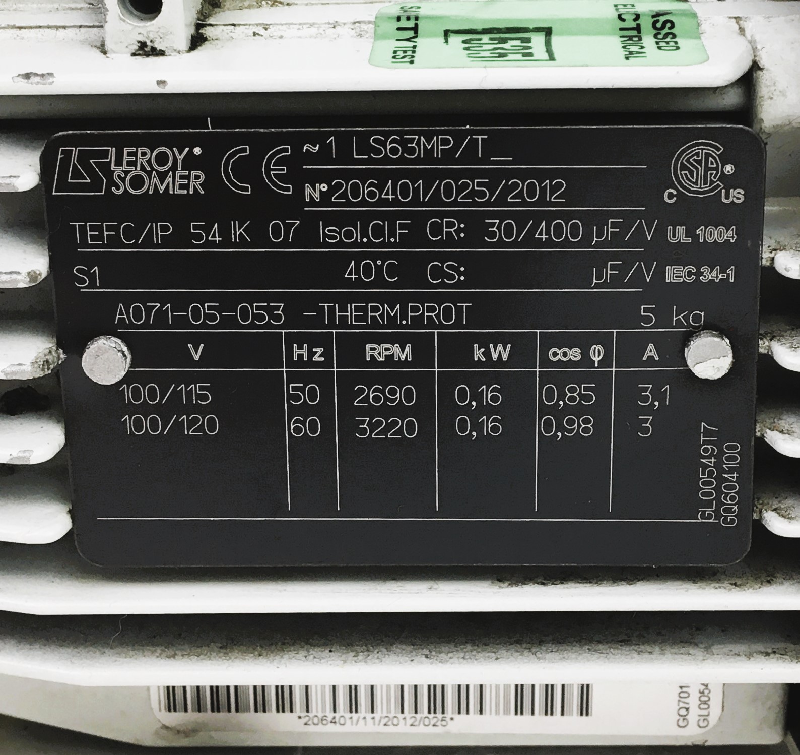Used Edwards E2M1.5 Rotary Vacuum Pump with Oil Mist Filter (1.2cfm)