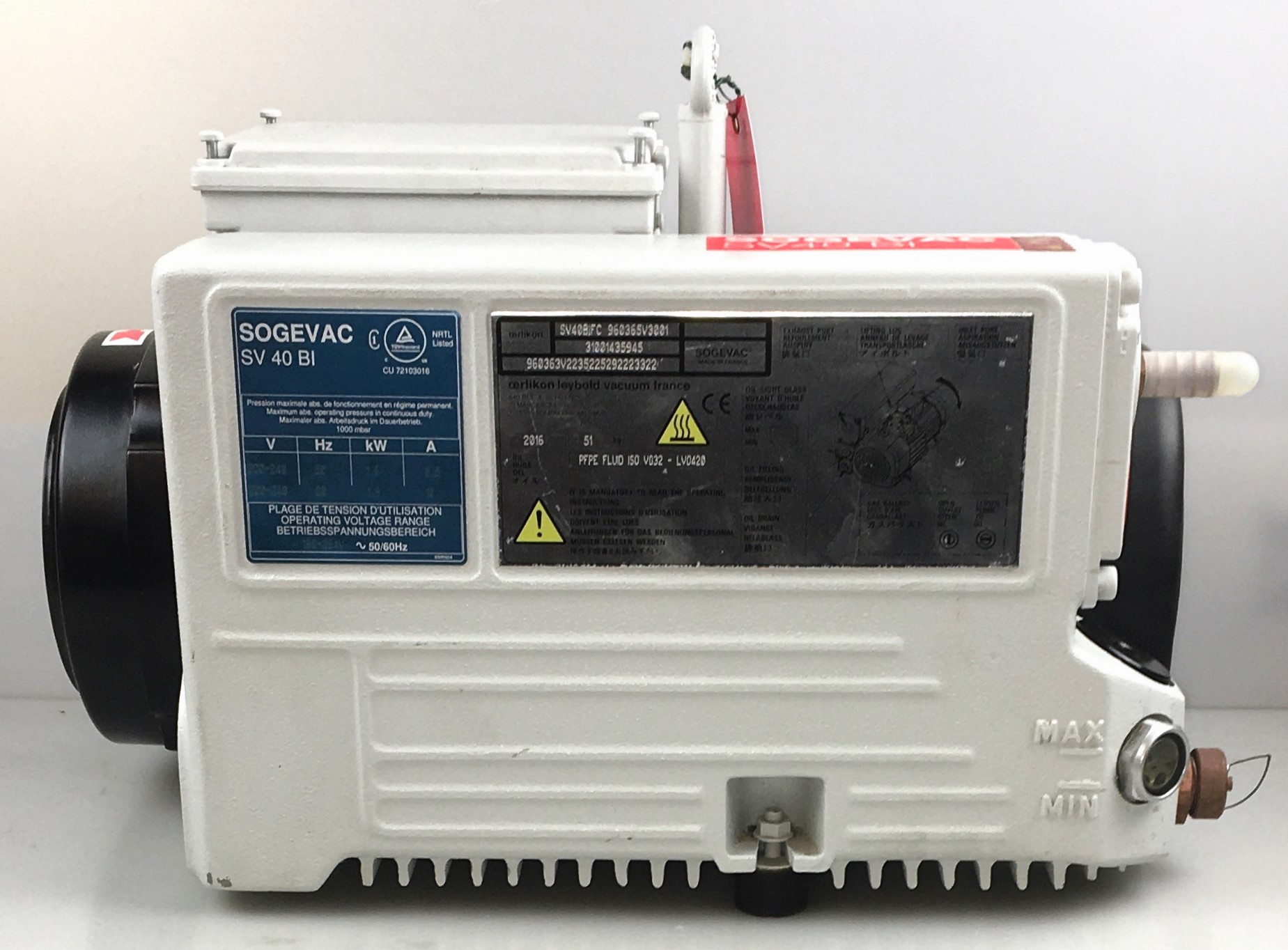 Used Oerlikon Sogevac SV40 BIFC Rotary Vacuum Pump (22.7 / 27.7 cfm)