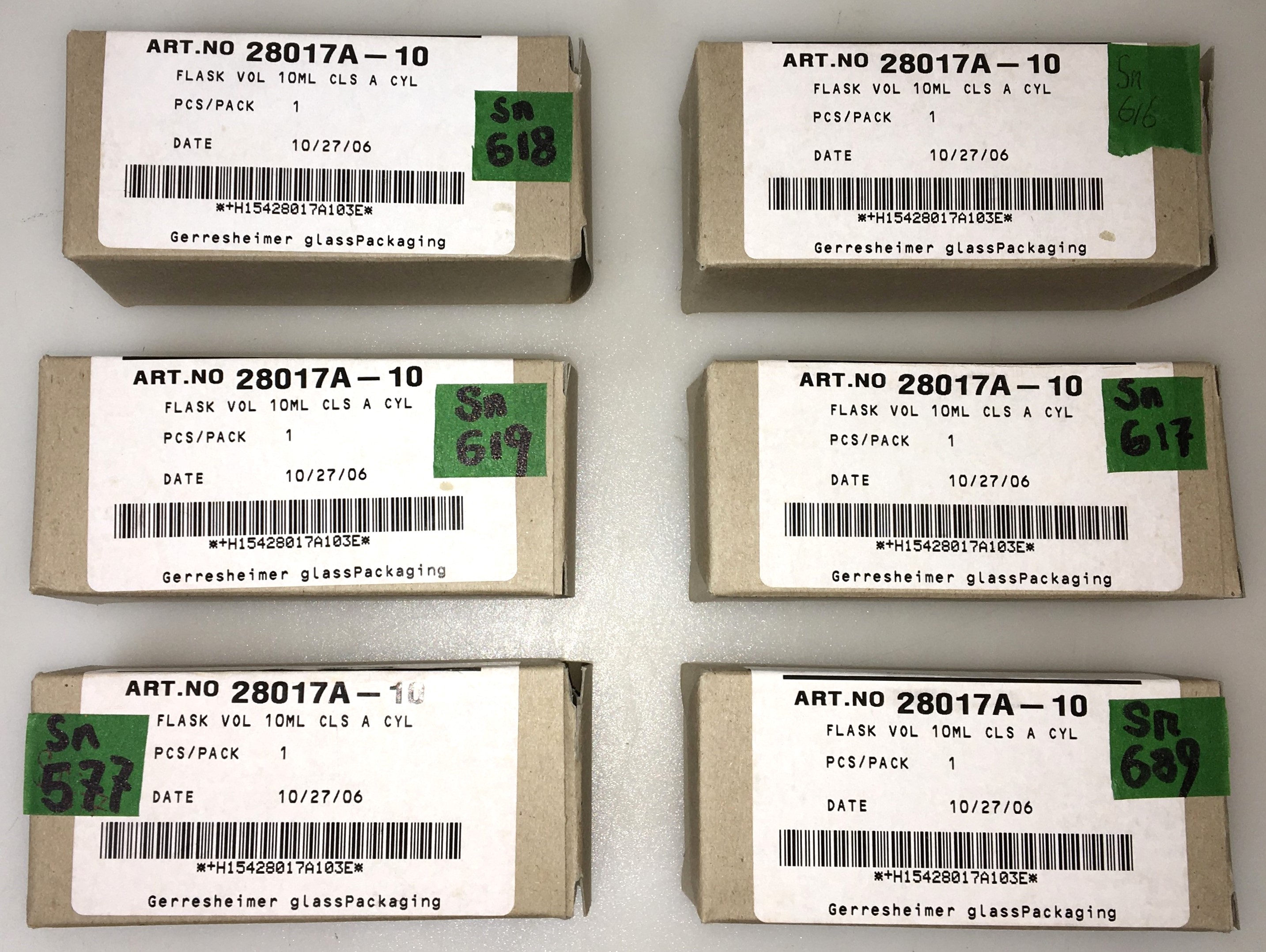 Used Kimble 28017A-10 KIMAX Micro Volumetric Flask with Stopper, Class A - 10mL