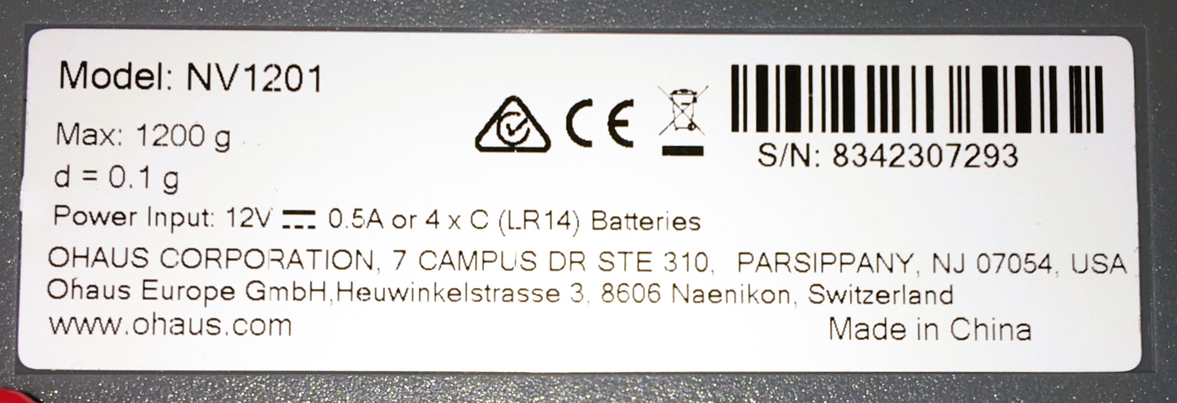 New Open Box Ohaus Navigator NV1201 Portable Balance (1200g x 0.1g)