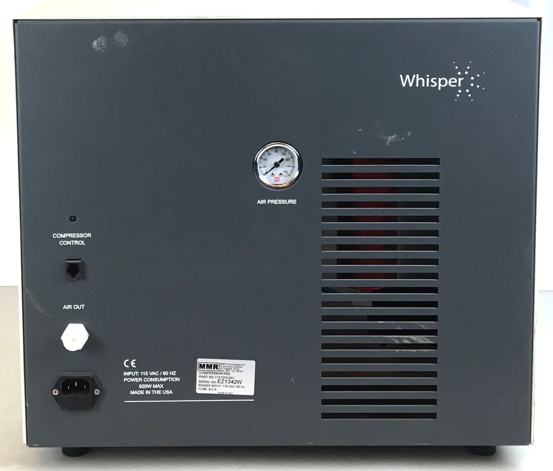 Used MMR Tech Whisper Air Compressor