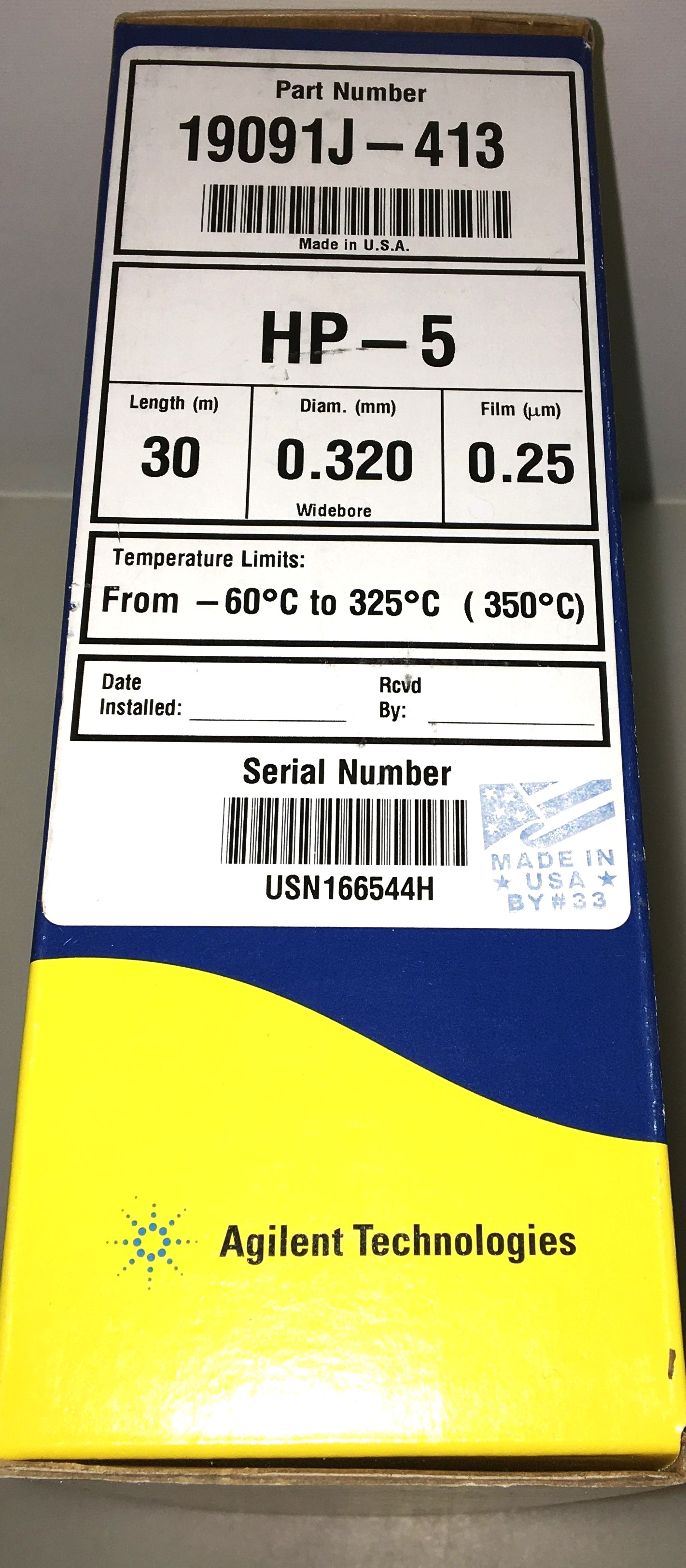 Used Agilent HP-5 (19019J-413) Capillary Column (30M x 0.32mm x 0.25µm)