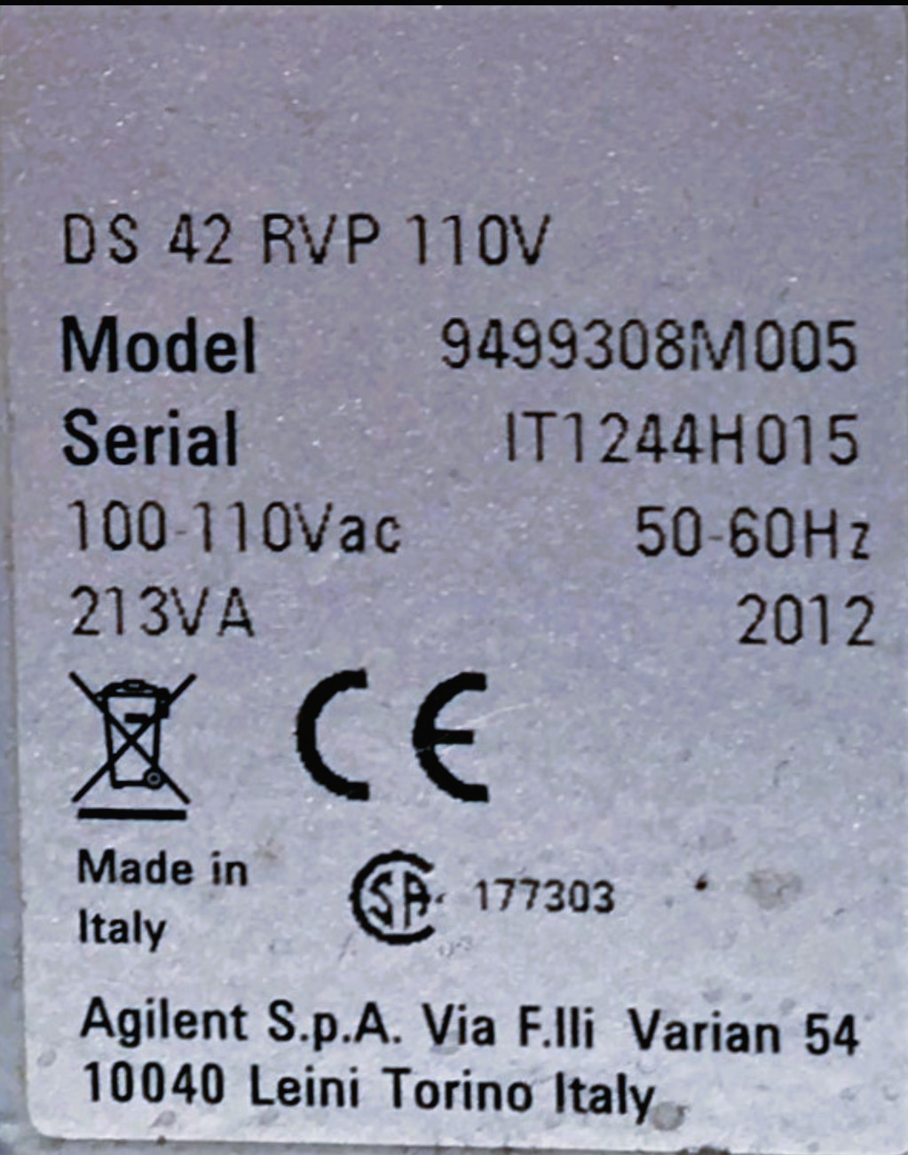 Used Agilent DS 42 Rotary Vacuum Pump with Oil Exhaust Filter (1.2cfm)