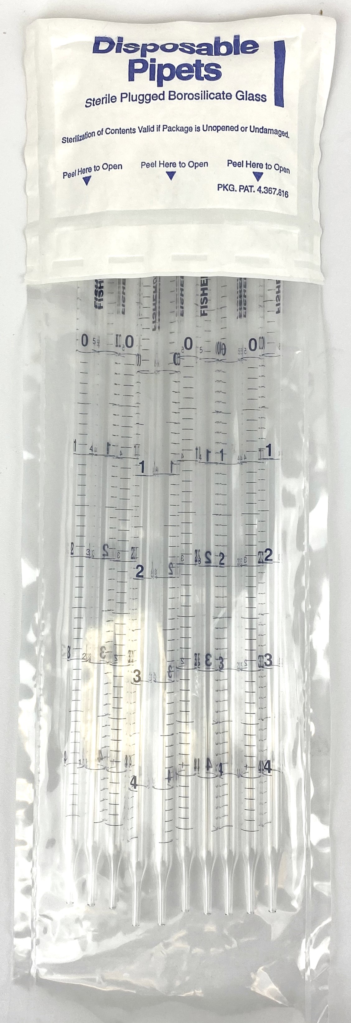 New Fisherbrand 13-678-25D Sterile Glass Disposable Serological Pipets - 5mL in 1/10 (Case of 250)