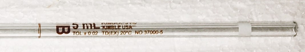 New Open Box Kimble 37000-5 KIMAX Class B 5mL Volumetric Pipet