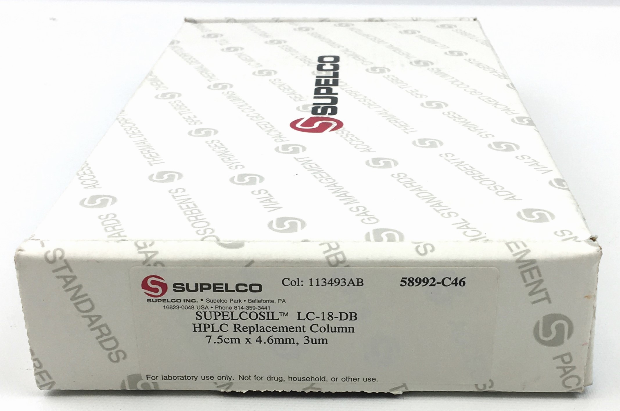 New Open Box Supelco Supelcosil LC-18-DB (58992) HPLC Column (7.5 cm × 4.6 mm x 3µm)