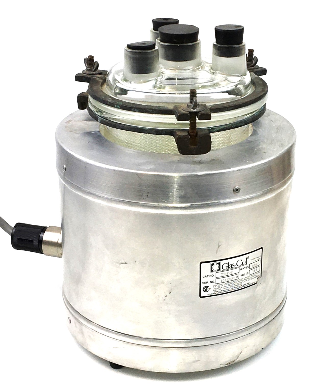 Used Glas-Col TM576 Rigid Heating Mantle with PYREX 6947 Reaction Flask