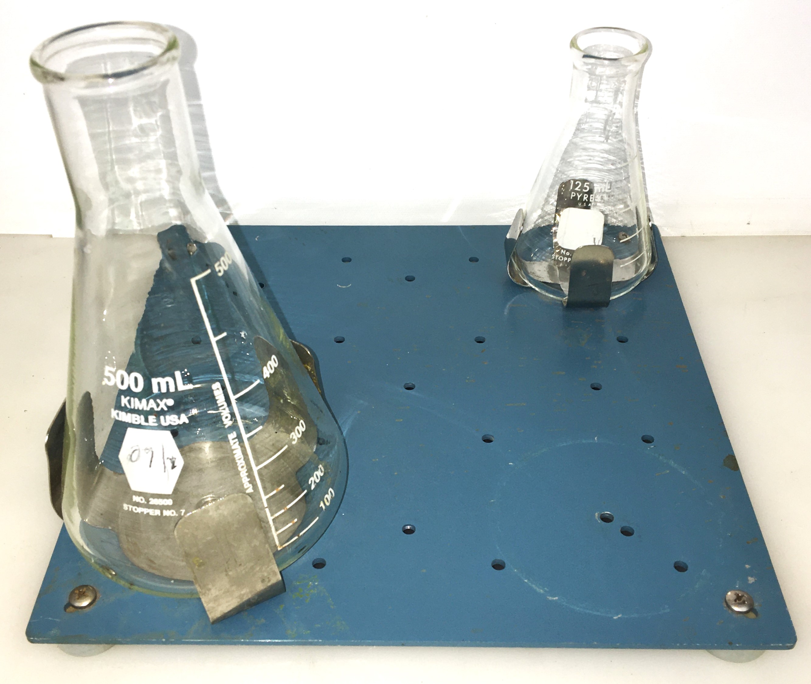 Used Flask Holder Platform Attachment for Shaker with 125mL and 500mL Flask Clamp - 10" x 10"