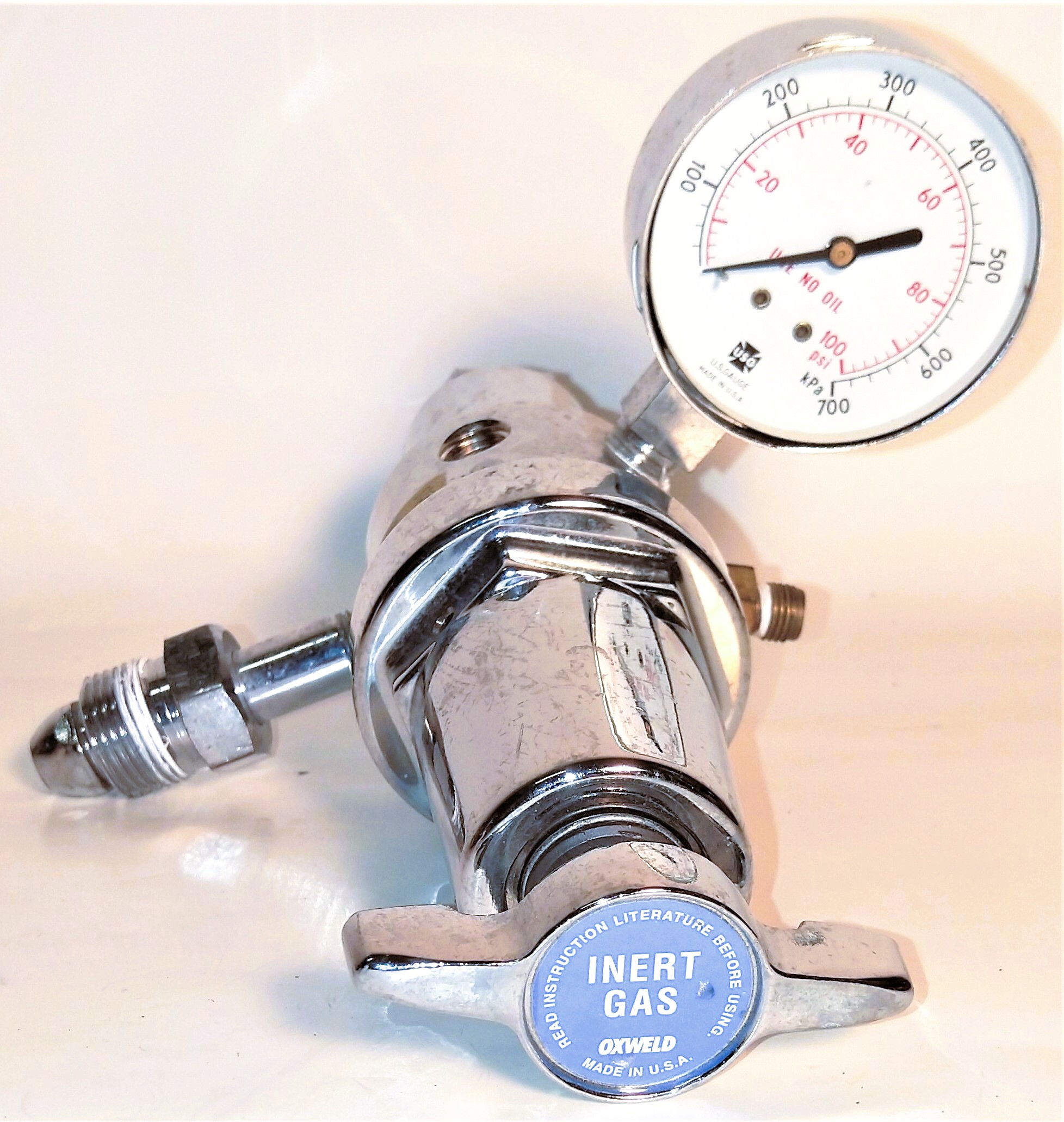 Used Oxweld Trimline R-77 75-580 Dual Stage Stainless-Steel Regulator (CGA 580)