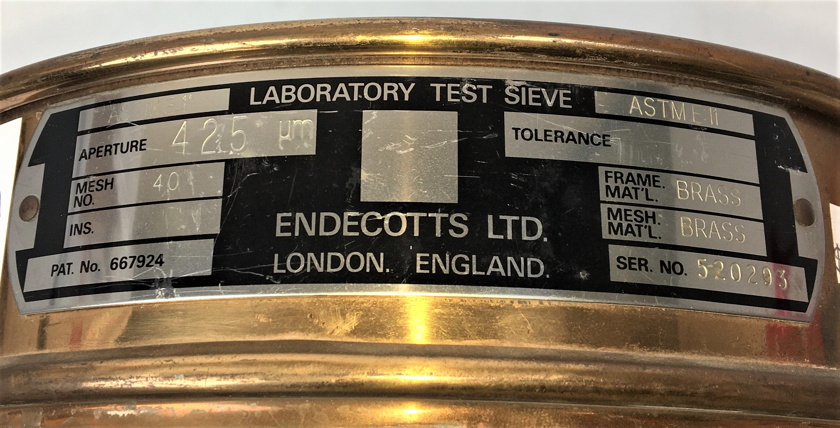 Used Endecotts Brass Sieve Kit - 8" Diam (Set of 6)