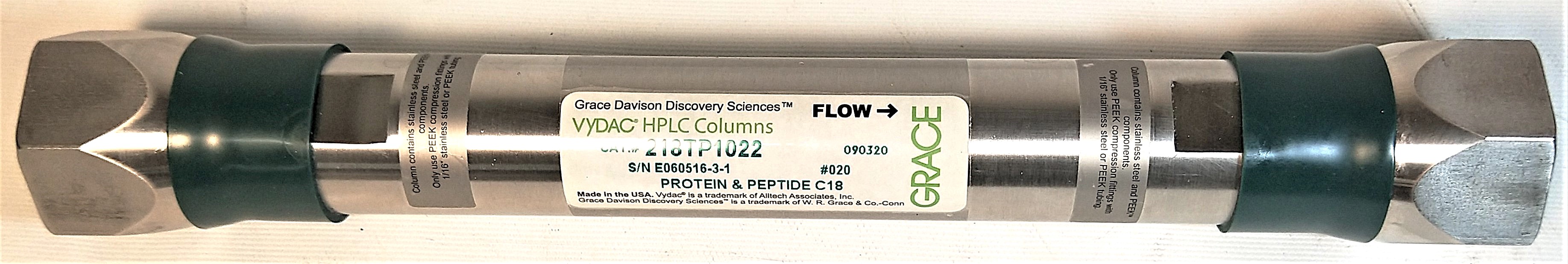 Used Vydac 218TP1022 C18 Preparative HPLC Column (25 cm × 22 mm x 10µm)