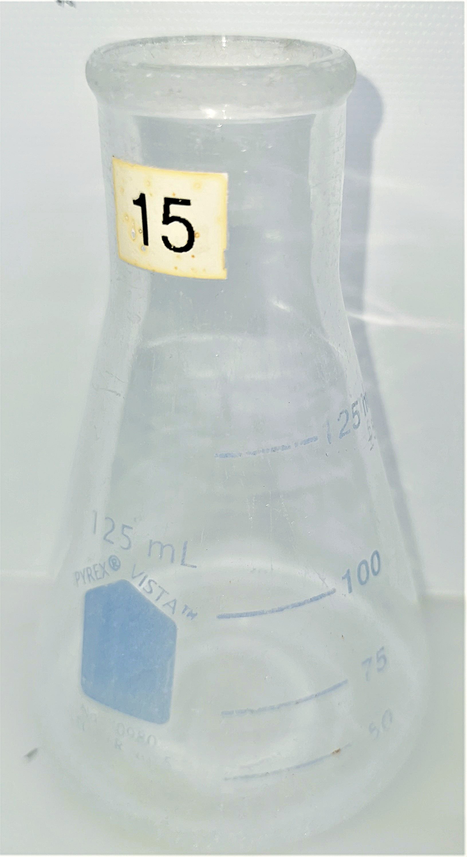Used Corning PYREX 4980 (or Equivalent) Narrow-Mouth 125mL Erlenmeyer Flask