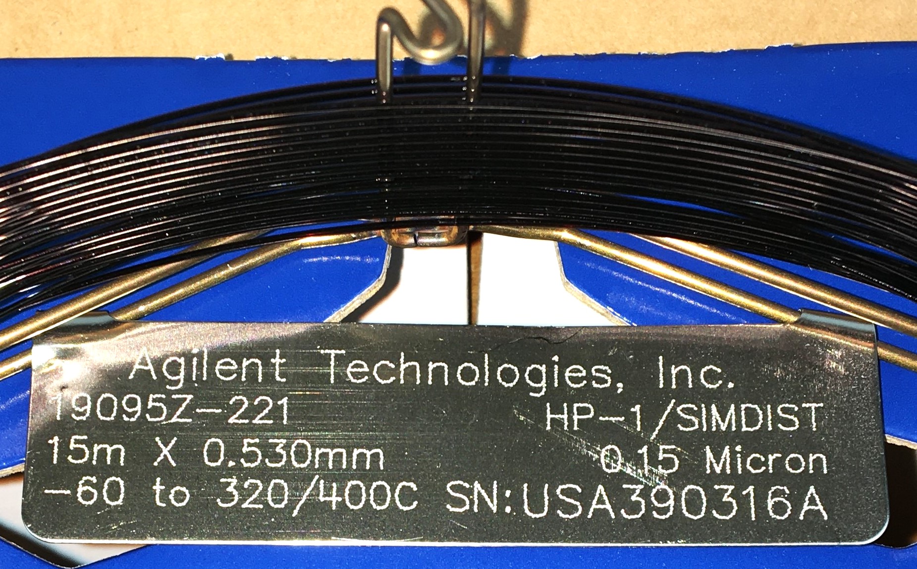 New Open Box Agilent HP-1/SIMDIST (19015Z-221) Capillary Column (15M x 0.53mm x 0.15µm)