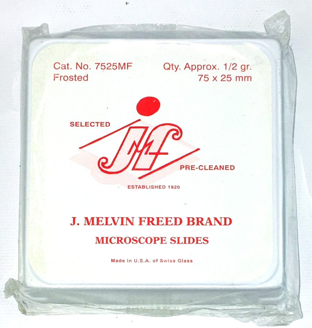 New Melvin Freed 7525MF Frosted Microscope Slides - 75mm x 25mm x 1mm