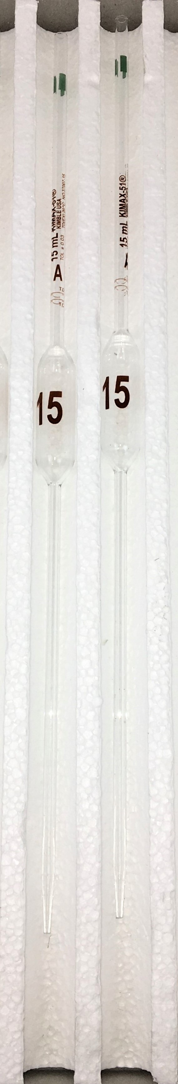 New Open Box Kimble 37007-15 KIMAX-51 Class A 15mL Volumetric Pipet