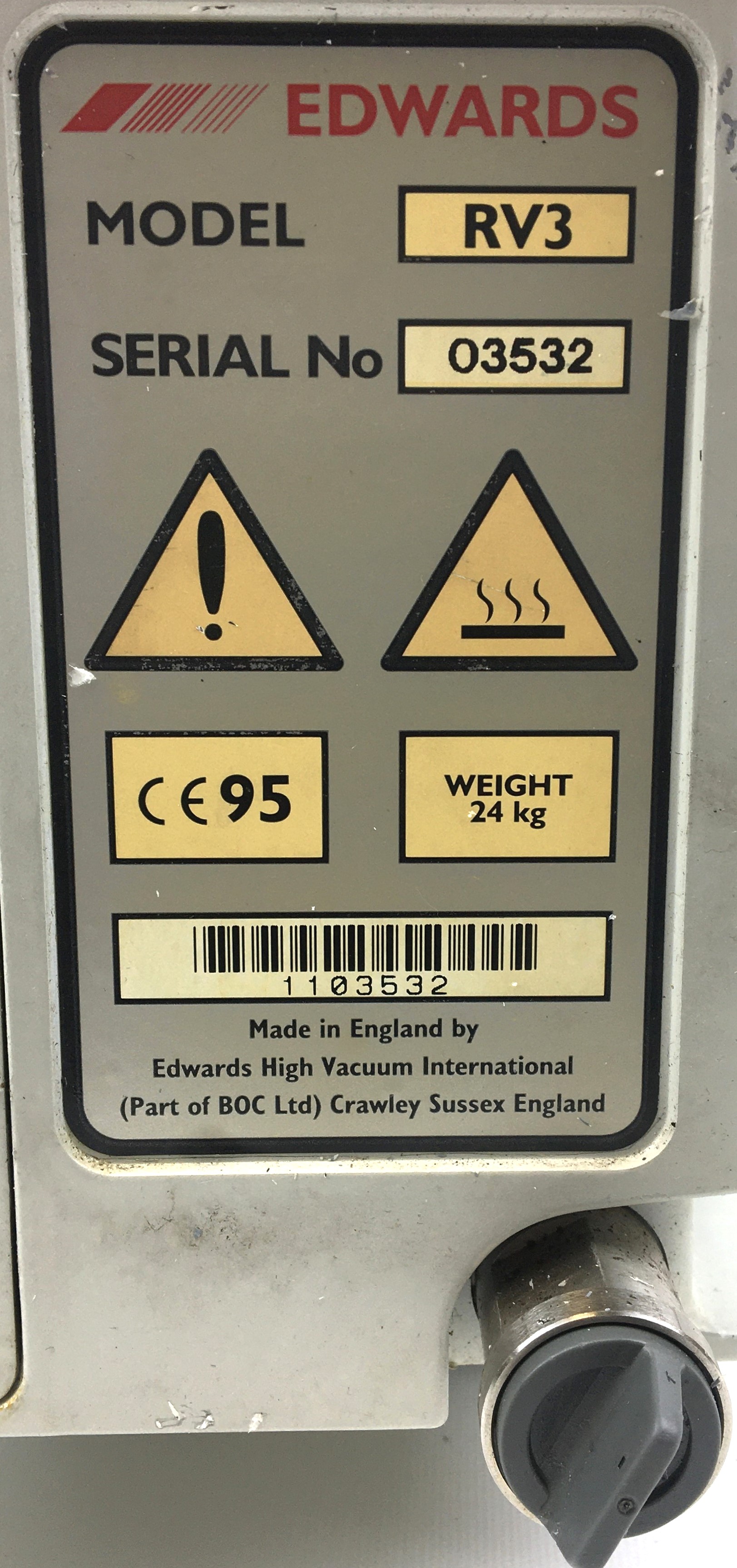Used Edwards RV3 Rotary Vacuum Pump with Oil Trap (2.6cfm)