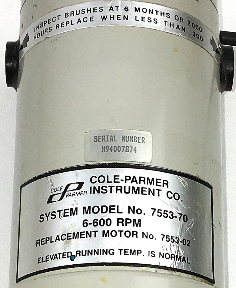 Used Cole-Parmer Masterflex 7553-70 Pump Drive with Easy-Load II Pump Head and Controller (6-600rpm)