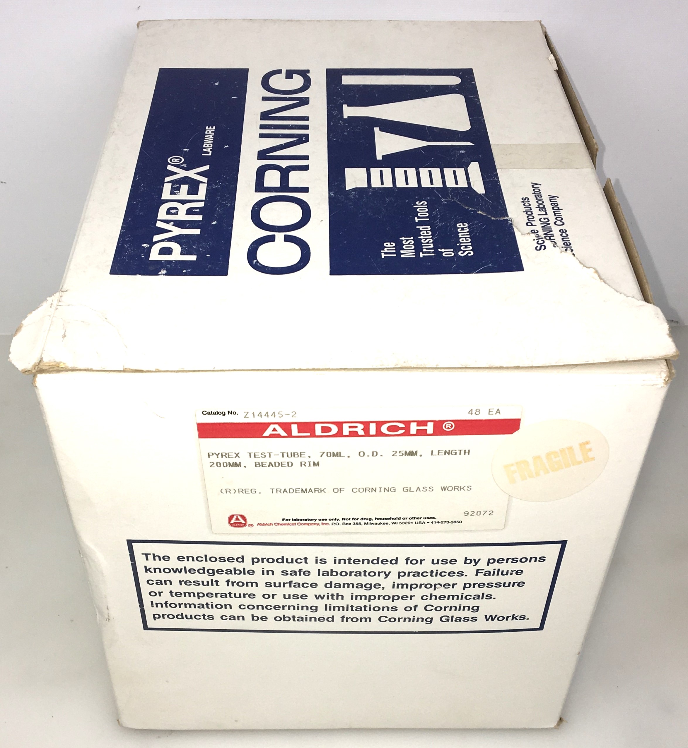 New Open Box Corning PYREX Vista 70800-25X Test Tube - 25 x 100mm (Box of 46)